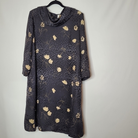 LIHLI Saks Fifth Black Silk Floral Dress - Picture 4 of 14